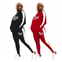Casual Letter Printed Long Sleeves Hooded Sweater With Trousers Two Pieces Sets  XY9081