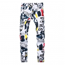 Fashion Printed High Waist Straight Pants Long Jeans  TX9233