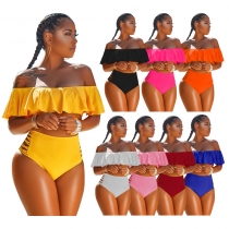 Solid color sexy swimwear Amazon Womens clothing new 2-piece swimwear women H882