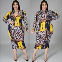 Fat lady Womens dress, two ways to wear printed dress before and after SJ5280