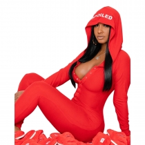 Spring and Autumn Style Hat Embroidered Home Wear Deep V Sexy Jumpsuit AT5219