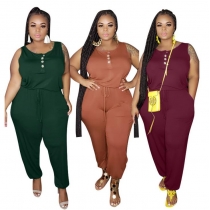 Knitted loose casual solid color jumpsuit plus size Womens jumpsuit OSS20765