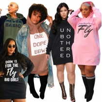 Sweater letter printing fashion casual plus size Womens dress OSS21027