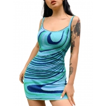 Sexy 2021 summer fashion new women\'s sexy irregular water ripple printing sling bag hip skirt OYW73714
