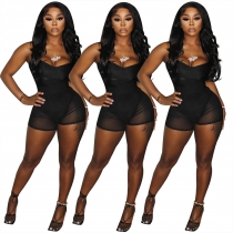 Sexy one-piece top + mesh shorts two-piece women's clothing FE212