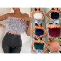 Fashionable fluffy and fluffy tube top all-match top CF66407