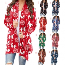 Women's Christmas printed casual long sleeved cardigan JW0830