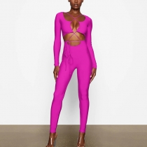 Women's sexy tight jumpsuit Fashion strap backless long sleeve jumpsuit FD9702