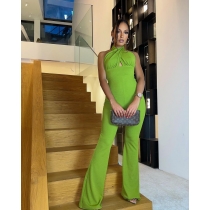 Sexy pullover backless solid color jumpsuit ML8223