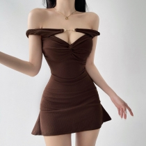 Irregular Design Slim Fit Off Shoulder Dress YL23206