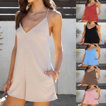 Summer New Style Sling Adjustable Pocket Casual Loose One Piece Shorts OZN0884