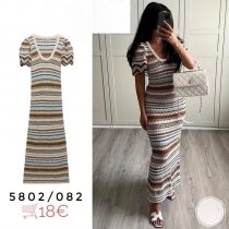Vacation style hollowed out knit dress T730896961415