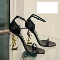 Letter heel sexy and fashionable leather slim high heels for external wear YSL20240223-1
