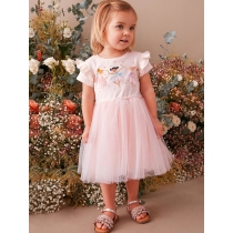 Girls' skirt short sleeved pure cotton children's dress S1841