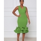 Sleeveless V-Neck Evening Dress 3D Three-Dimensional Skirt Dress R2219