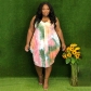 Mid Skirt Sleeveless Tie Dye Print Loose Waist Dress Small Fragrance Urban Casual N7453