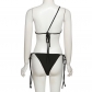 Women's sexy one-shoulder see-through mesh vest strapping briefs suit women K21S10007