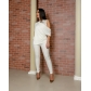 Women's Fashion Irregular Top Off Shoulder Sexy Two Piece Suit YT3306