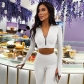 Long Sleeve Solid Color Zip Cardigan Two Piece Fashion Athleisure Suit S237905W