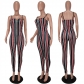 Stylish Vertical Stripe Print Suspender Jumpsuit Y6205