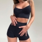 Sling Breast Cup High Waist Shorts Sports Two-Piece Set Q22S8064