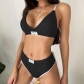 Fashion Contrast Color Covered Letter Embroidery Sexy Bikini Lingerie Set LR23754