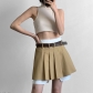 Small fresh and sexy high waist color matching pleated skirt is thin and anti-glare waist skirt D20112