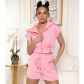Casual Hooded Tie Zip Pocket Tracksuit Two-Piece Set GL6579