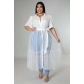 Fat Woman Plus Size Women's Chiffon Mesh Crinkle Top Casual Dress QJ5298