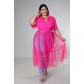 Fat Woman Plus Size Women's Chiffon Mesh Crinkle Top Casual Dress QJ5298