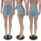 Women's summer high waist frayed rivets washed denim shorts beach hot pants high elastic XM9151