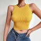 Wool knitted simple tight-fitting cropped navel all-match hot girl vest top women JY22148