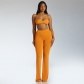 Tie-Wrap Flare Pants Two-Piece Solid Fashion Set S258523W