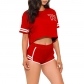 Pull-bar digital embroidery sports short suit y6661