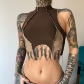 Sexy babes show navel tattered top fashion short sleeveless vest YL22074