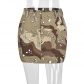 Sleek Camo Fringe Pocket Zip Skirt 8763PD