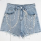 Fashion casual personality chain all-match meat-covering denim shorts YF200045