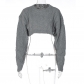 Fashion Round Neck Long Sleeve Cropped Navel Loose Sweater Cropped Top T269063