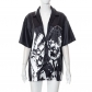 Fashion Print POLO Collar Cardigan Top T-Shirt Women Y22TP355