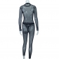 Printed Stand Collar Skinny Long Sleeve Top Hip Lift Leggings Fashion Set JS918638