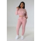 Women's autumn and winter threaded fleece sweater casual sports two-piece suit L348