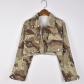 Camouflage Pocket Cardigan Outdoor Washable Long Sleeve Short Jacket 8933TD