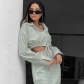 Fashion women's two-piece suit Daily casual commuting solid color short shirt short skirt suit YL22245