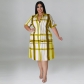 Plus Size Women's Checkered Short Sleeve Shirt Dress DM218215