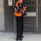 Autumn new jacket sporty orange print casual loose long sleeve trench coat YD080201