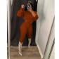 Women's high elastic solid color anti pilling sweater set two pieces CN0193