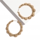Oversized bamboo pattern earrings exaggerated gold big circle punk hip-hop earrings W72816-W72820