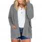 Women's sweater cardigan pocket solid color pit strip sweater women's coat JWY202192
