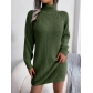 Casual button high neck long sleeve bottomed wool dress B2082