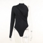 High Neck Heaps Asymmetrical Bodysuit Fashion Street Personality Slim Versatile Women's Top YY22411